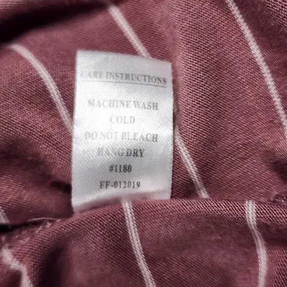 Free Fly Striped Bamboo Long Sleeve Top Mauve Relaxed S - Picture 7 of 9